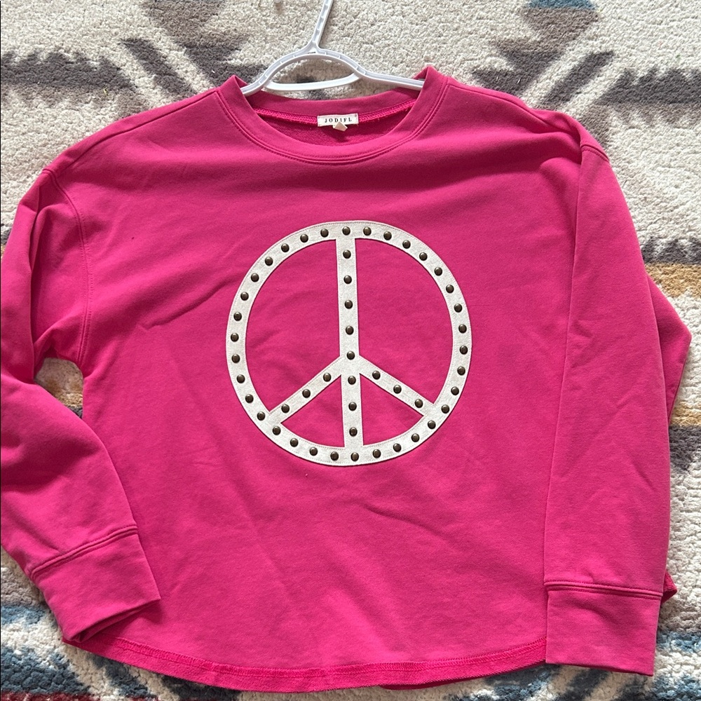 JODIFL Pink Peace Sign Sweatshirt